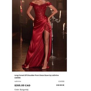 Cinderella Divine CD0186 Off Shoulder Prom Dress- size M Brand New With Tags